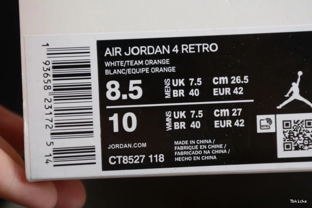 Cheap TBK Jordan OrangeCT8527-118 4 Air Team 0730
